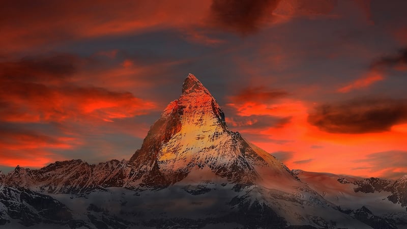 Snowy mountain peaks